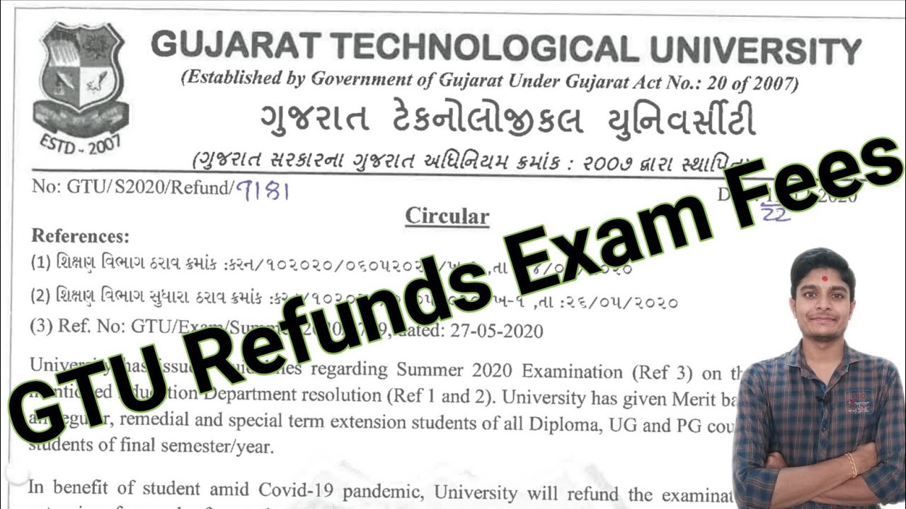 Gtu Refunds Exam Fees | Gtu Circular | 22/12/2020