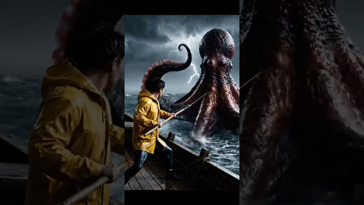 Fight with giant octopus