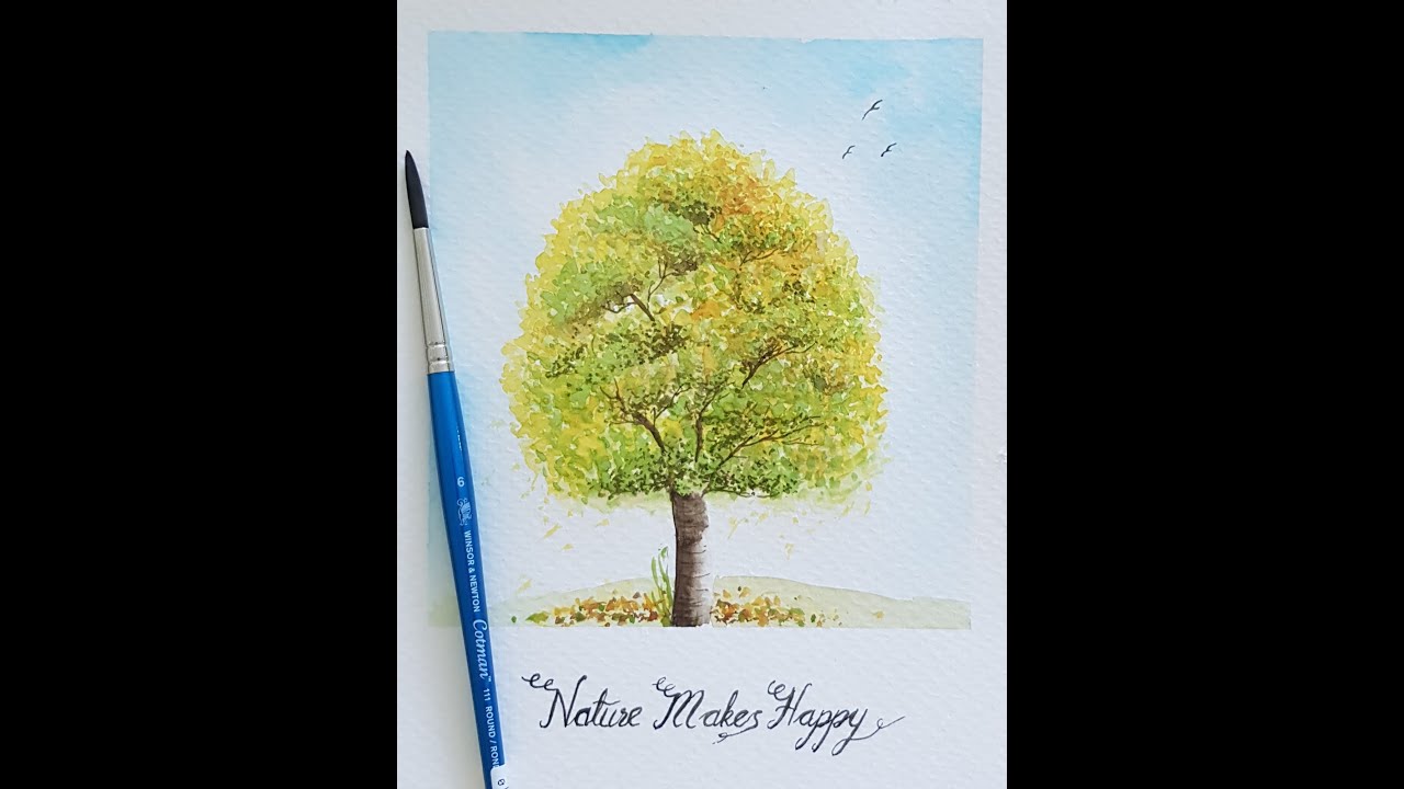 Anlatımlı Suluboya Ağaç Yapımı - Watercolor Tree Detailed explanations (with English Subtitles)
