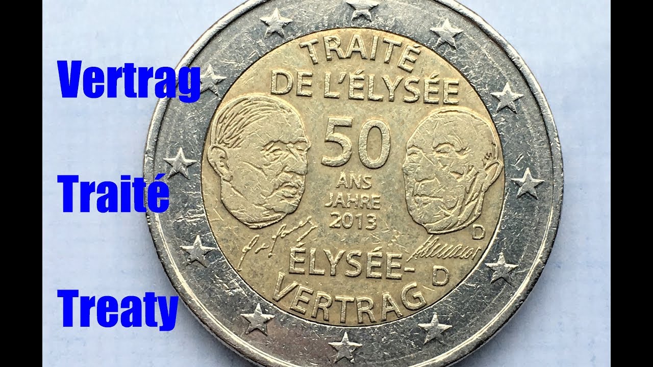 Moneda de 2 euros del Tratado del El&iacute;seo de Alemania 2013 Alemania 50 a&ntilde;os del Tratado franco-alem&aacute;n