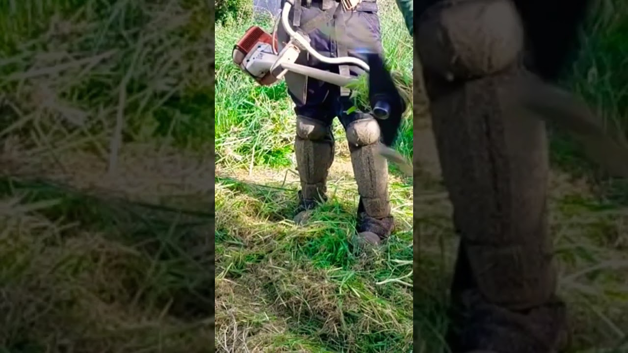#desbrozadora Esto pasa con la cuchilla de puntas curvas cortando hierba