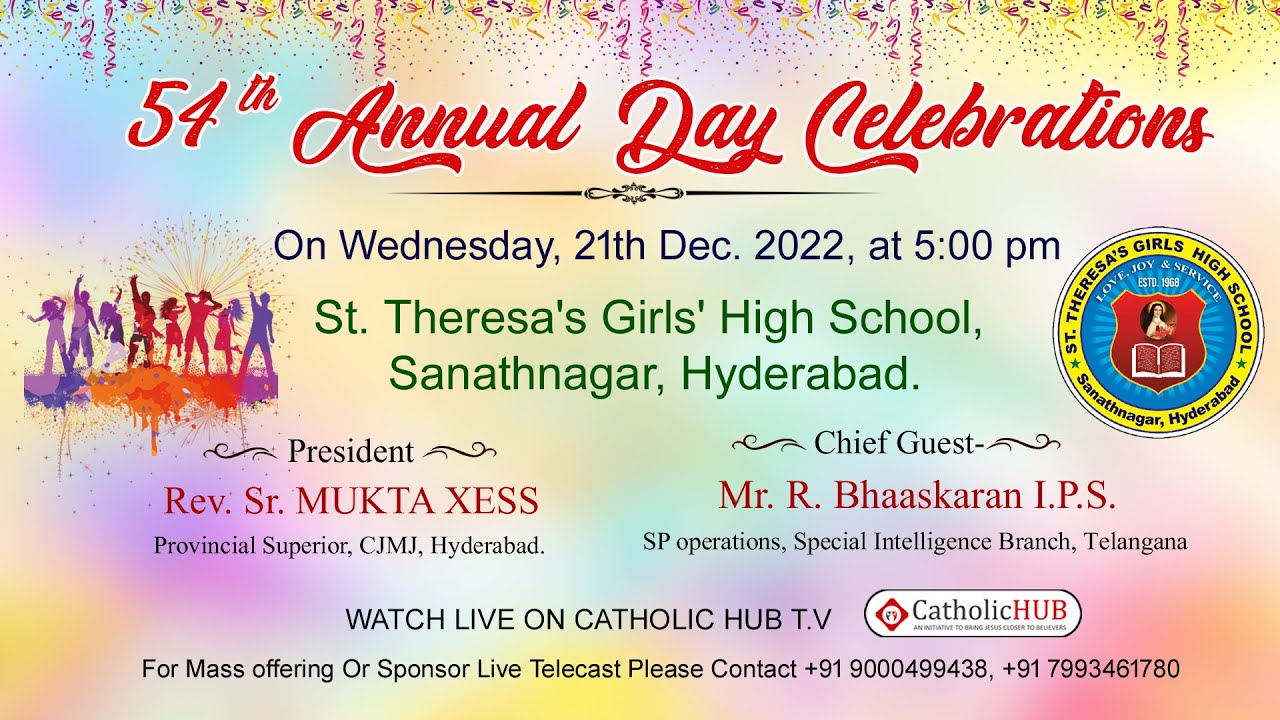 Live 54th Annual Day Celebrations | St. Theresa's Girl's High School | Sanathnagar | Hyd 21-12-2022