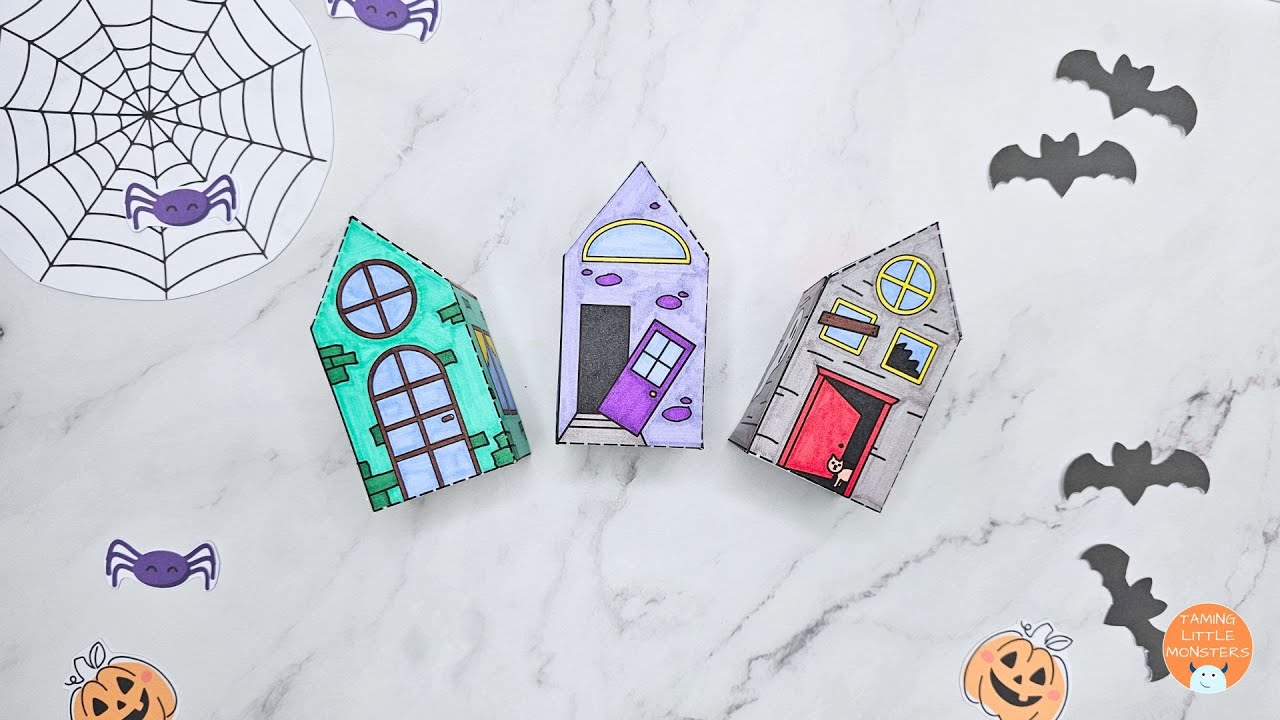 3D Haunted House Craft (Free Printable Templates)