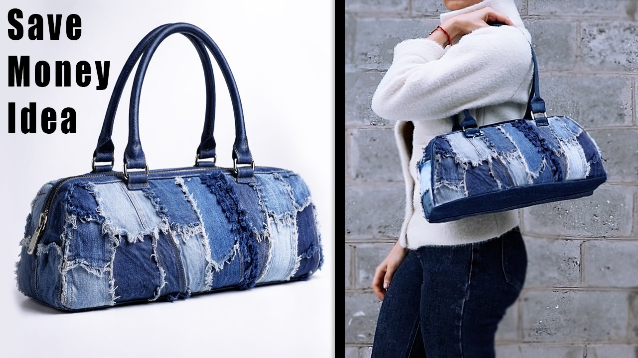 DIY♻️This Bag is 100% Made of Scraps! No One Believes It! ✨ Trendy East West Denim Bag