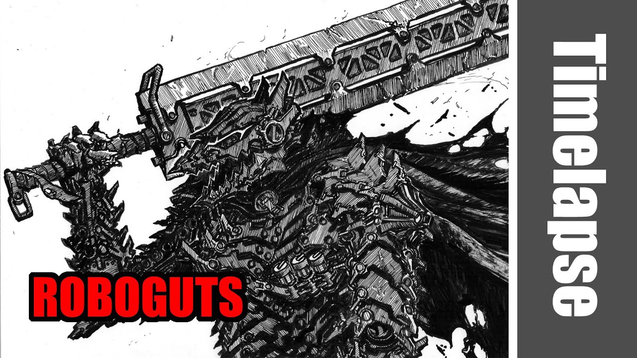 Drawing future Guts in Berserker Armor ( from the Manga Berserk ) - Timelapse | Red Hawk
