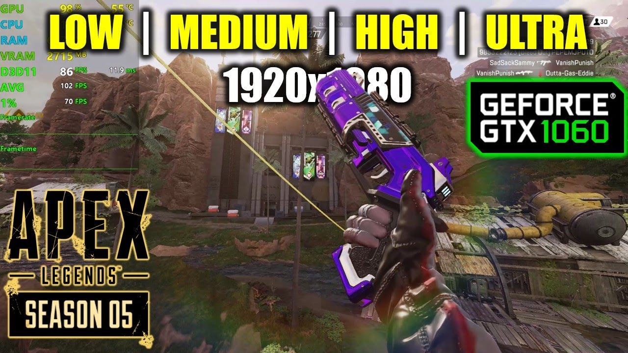 GTX 1060 | Apex Legends - Сезон 5 - 1080p Все настройки