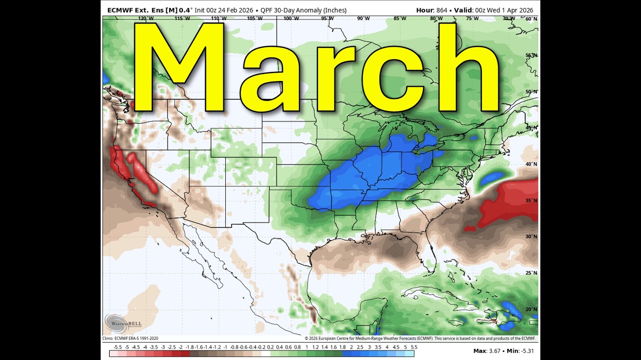 Feb 25, 2026: Momentum Builds Tries to Bust Drought | TX to Ohio Valley Rain/Storm Coming | Volatile