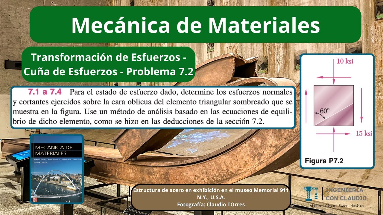 Mecánica de Materiales - Transformación de Esfuerzos - Cuña de Esfuerzos Problema 7.2