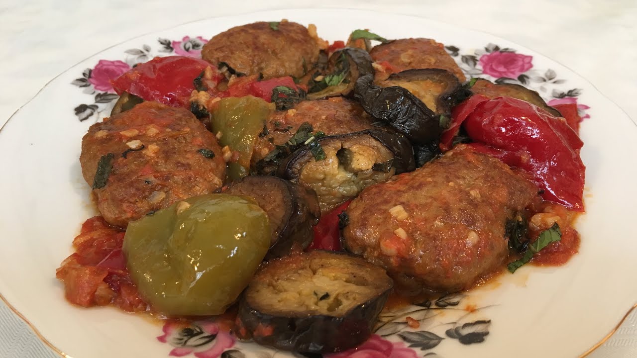 Badımcanlı QAZAN KOTLETİ resepti.  Doyumlu, bərəkətli nahar yeməyi.