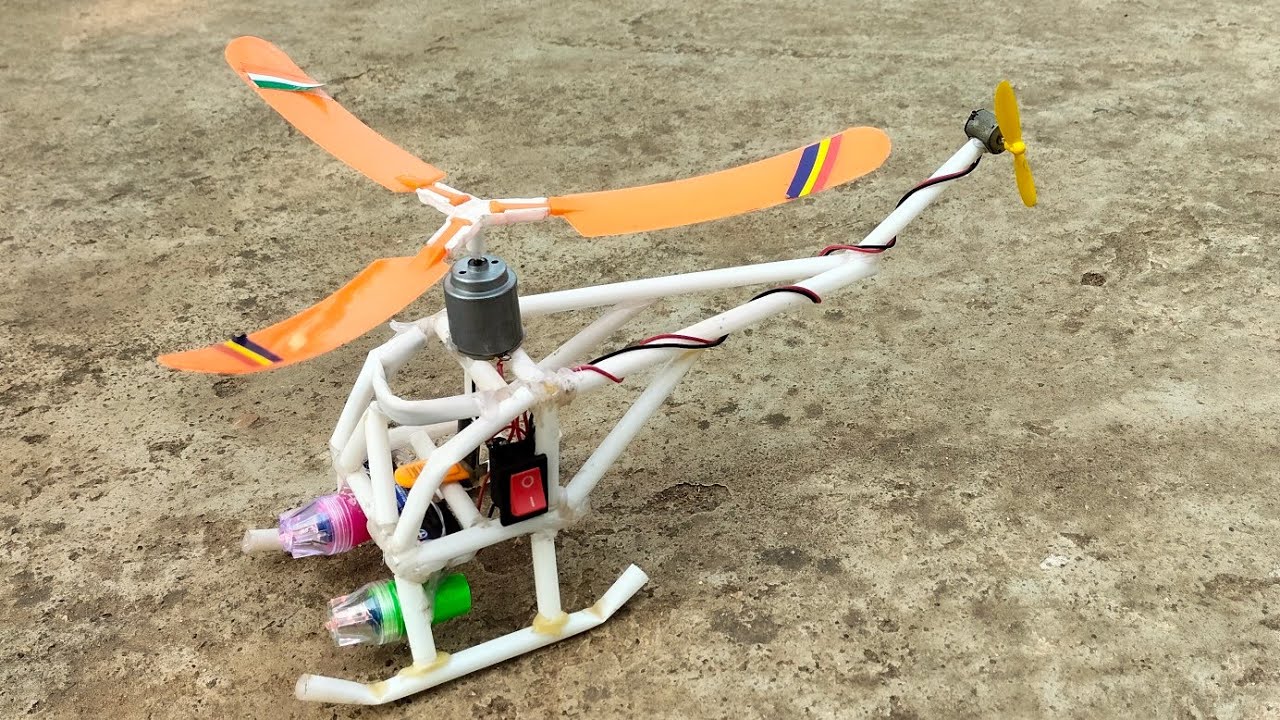 how to make a helicopter pipe motor fan light battery