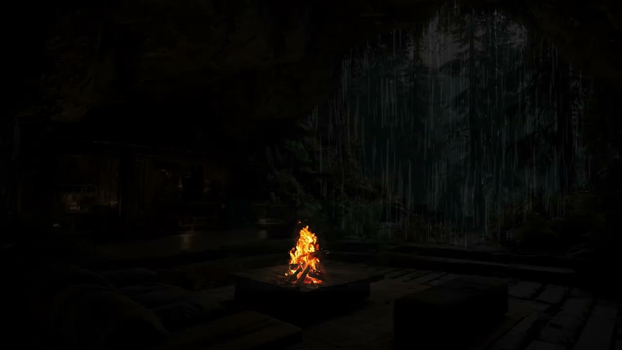 Stormy Wilderness Nightscape for Deep Rest and Insomnia Relief | Gentle Fire Nature Sounds