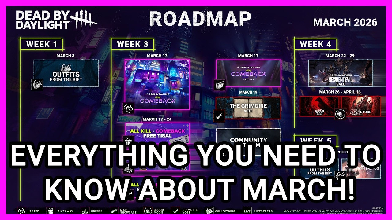 DBD MARCH ROADMAP! ALL-KILL COMEBACK! BLOOD MOON EVENT RETURNS! COSMETICS COLLECTIONS!