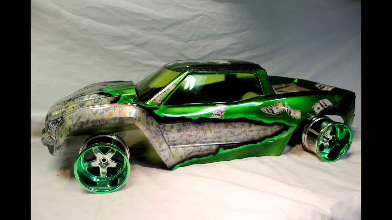 Traxxas X MAXX Doller DOller Bills Custom Rc body How to Hydro dip RC body Pitdawg Hydro