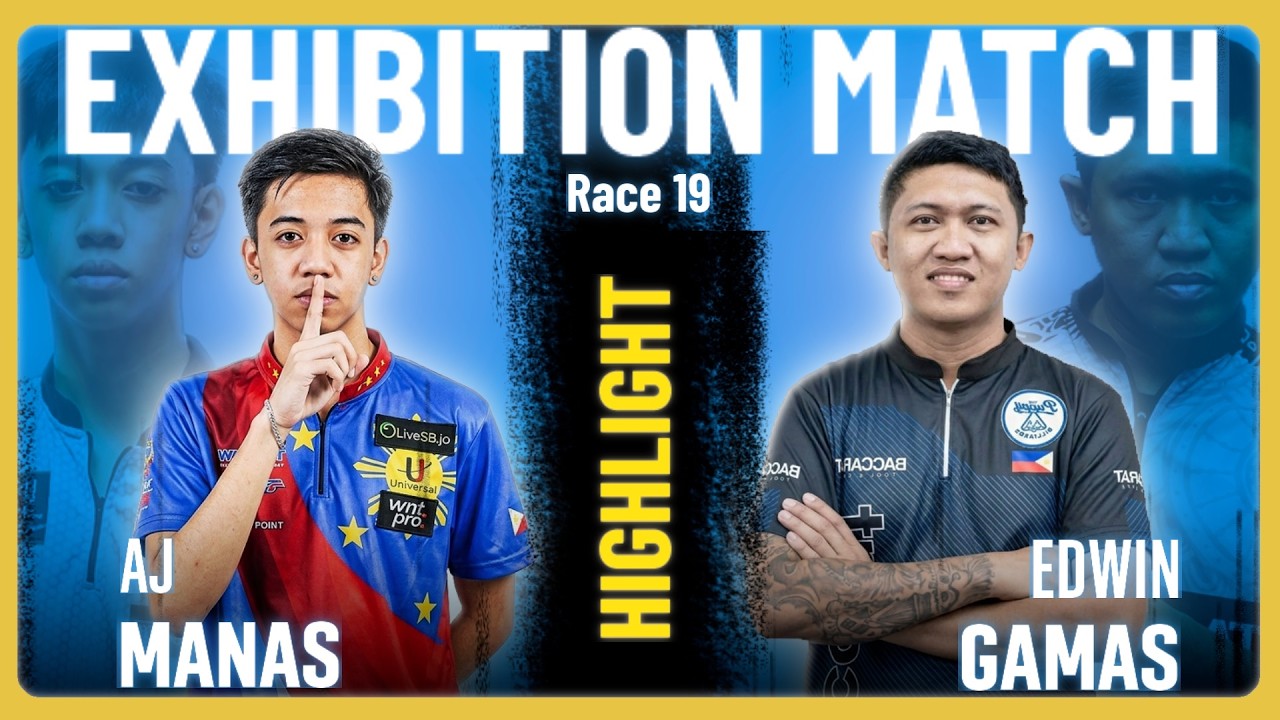 𝗔𝗝 𝗠𝗔𝗡𝗔𝗦 - 𝗘𝗗𝗪𝗜𝗡 '𝗜𝗧𝗜𝗞' 𝗚𝗔𝗠𝗔𝗦) | EXHIBITION MATCH | Pool 10 ball Race 19 | HIGHLIGHT