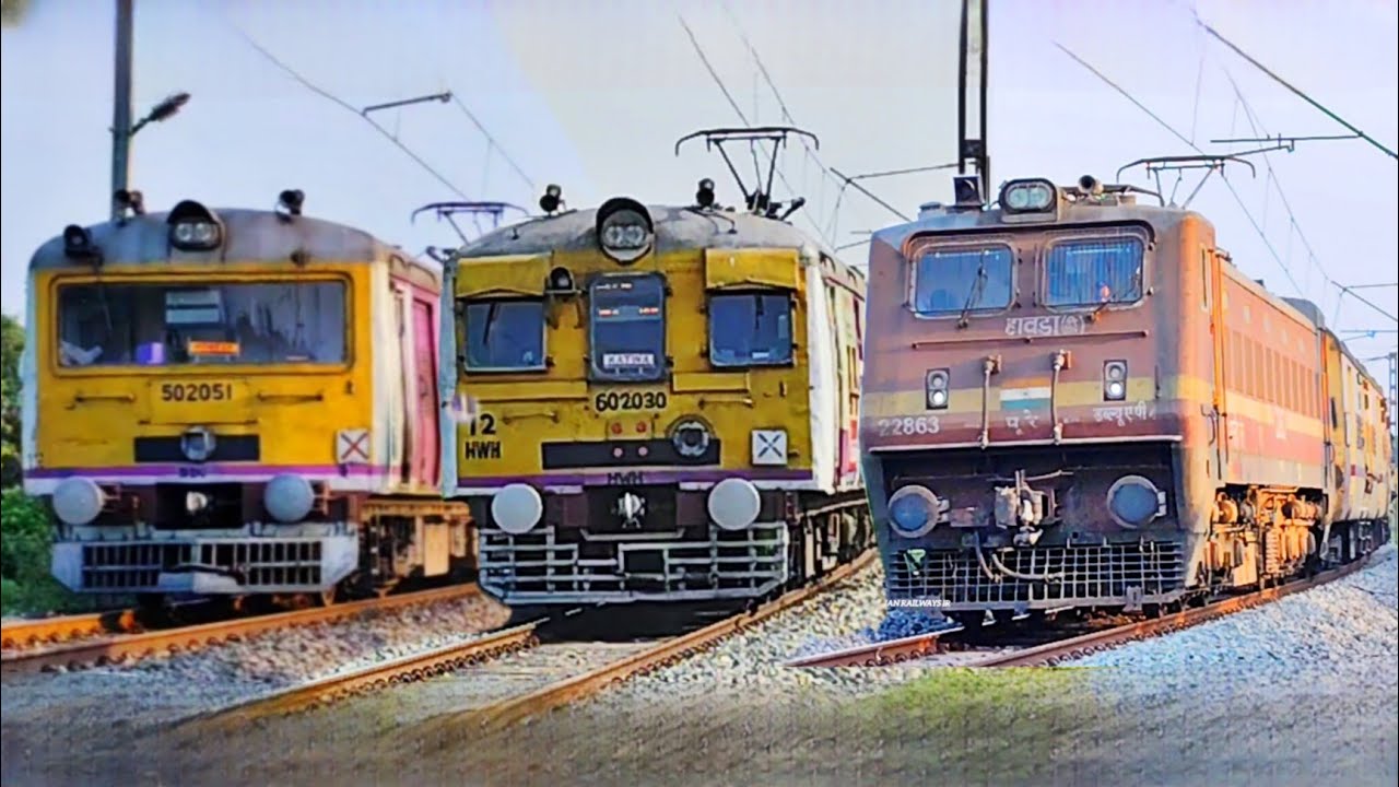 Dangerous Honking Teesta Torsa+Ajmer Sealdah+Lalgola Memu+Katwa+Howrah Galloping Local Crossing IR