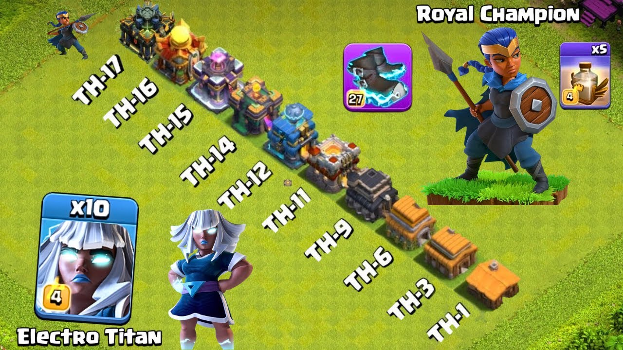 Royal Champion VS Electro Titan VS Every Town Hall | Clash of Clans