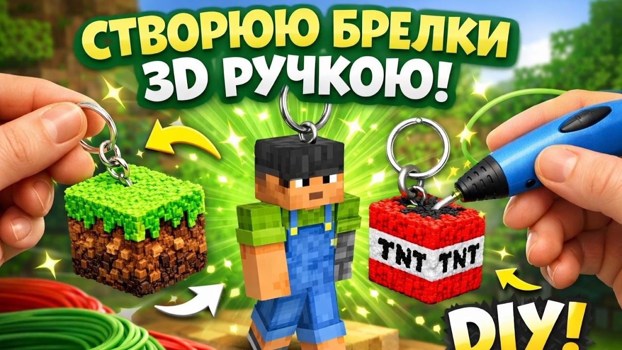 Як зробити Minecraft-брелки? Легко і круто! #3д #minecraft #брелок