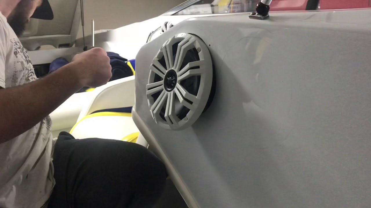 How to cut# speaker holes in  boat part 2 upgrading to #kicker km8 speakers