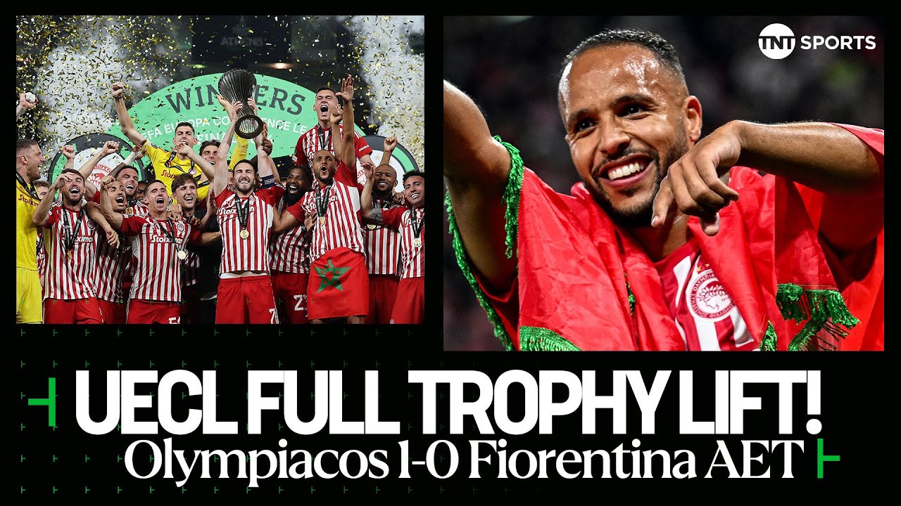 Olympiacos lift the UEFA Europa Conference League after defeating Fiorentina in Athens 🏆 #UECL