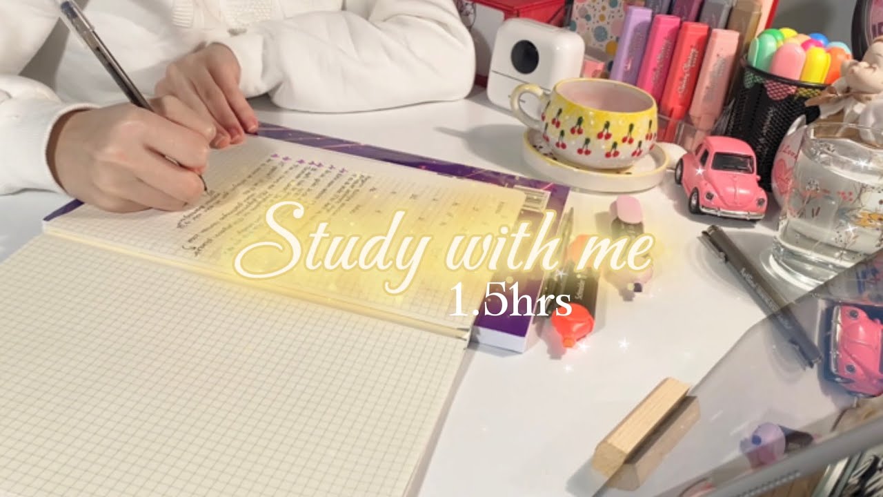 ✨1.5 hours late night study with me • fire crackling, no break, med student
