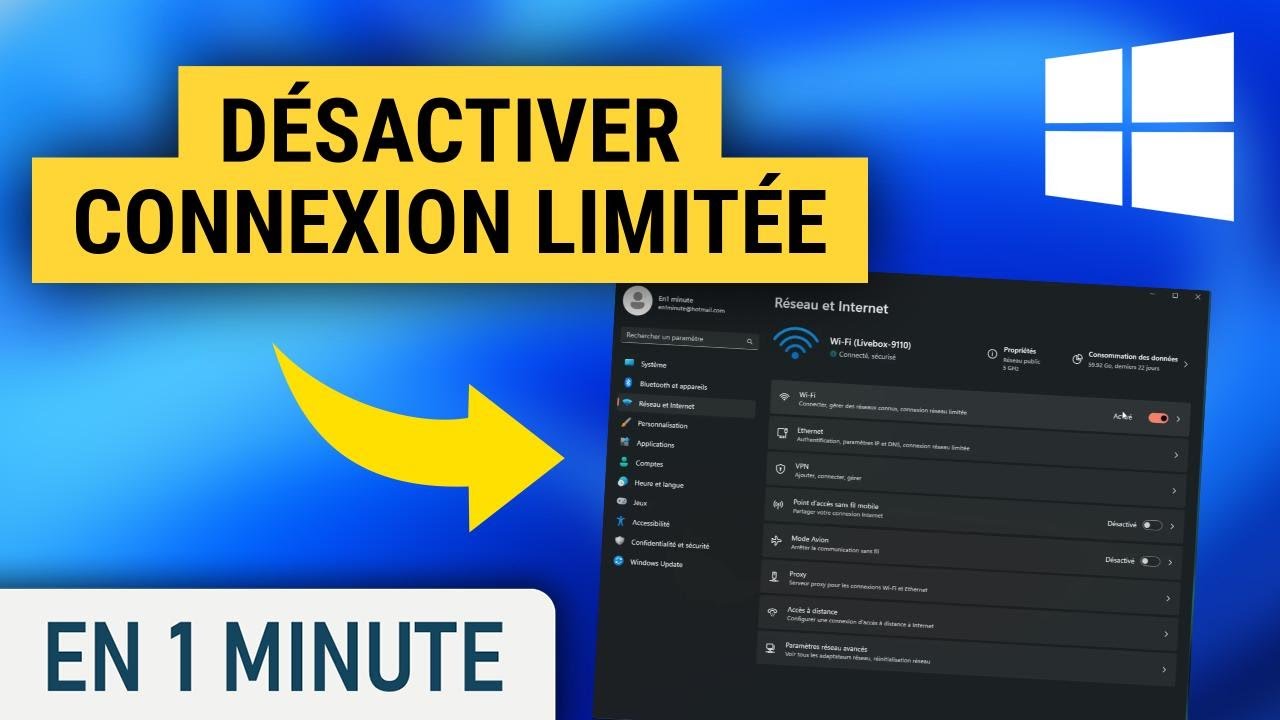D&eacute;sactiver la connexion limit&eacute;e sur votre WIFI depuis Windows