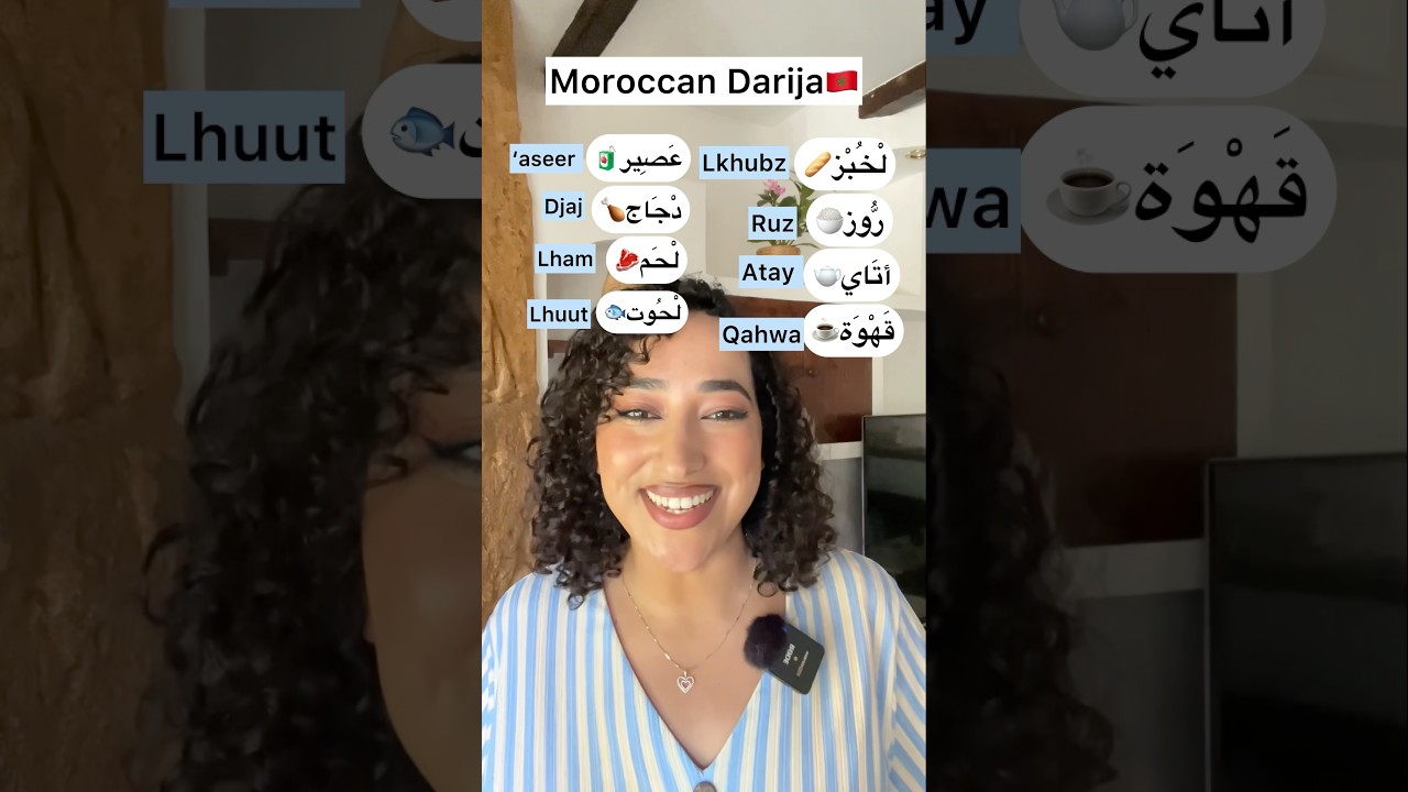 Learn Essential Moroccan Darija Words in 26 Seconds!🥖🍗🥩☕️