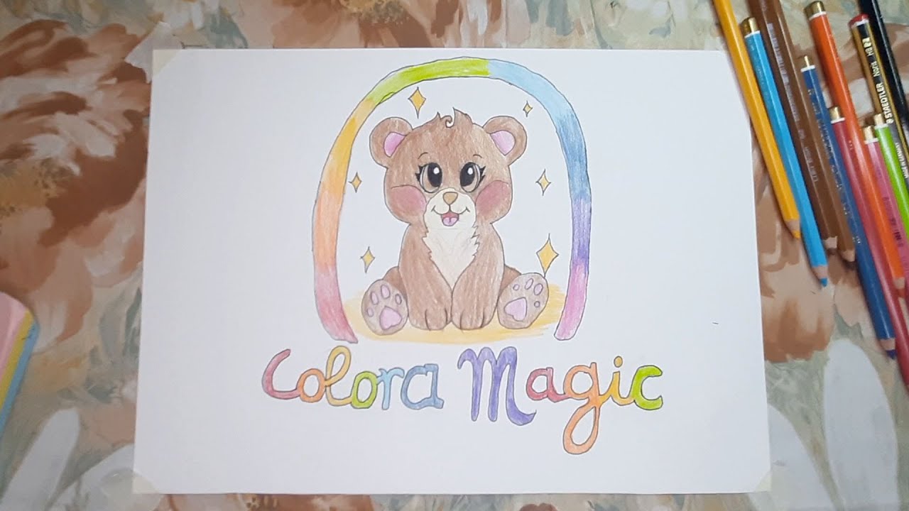 Cute teddy bear drawing | relaxing colored pencil illustration (no talking) by Colora Magic