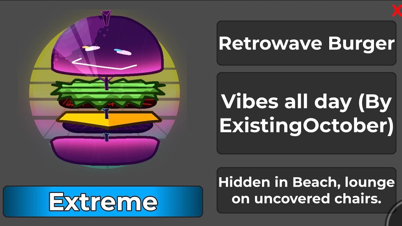 How to get Retrowave Burger || Find The Burgers || Roblox ||