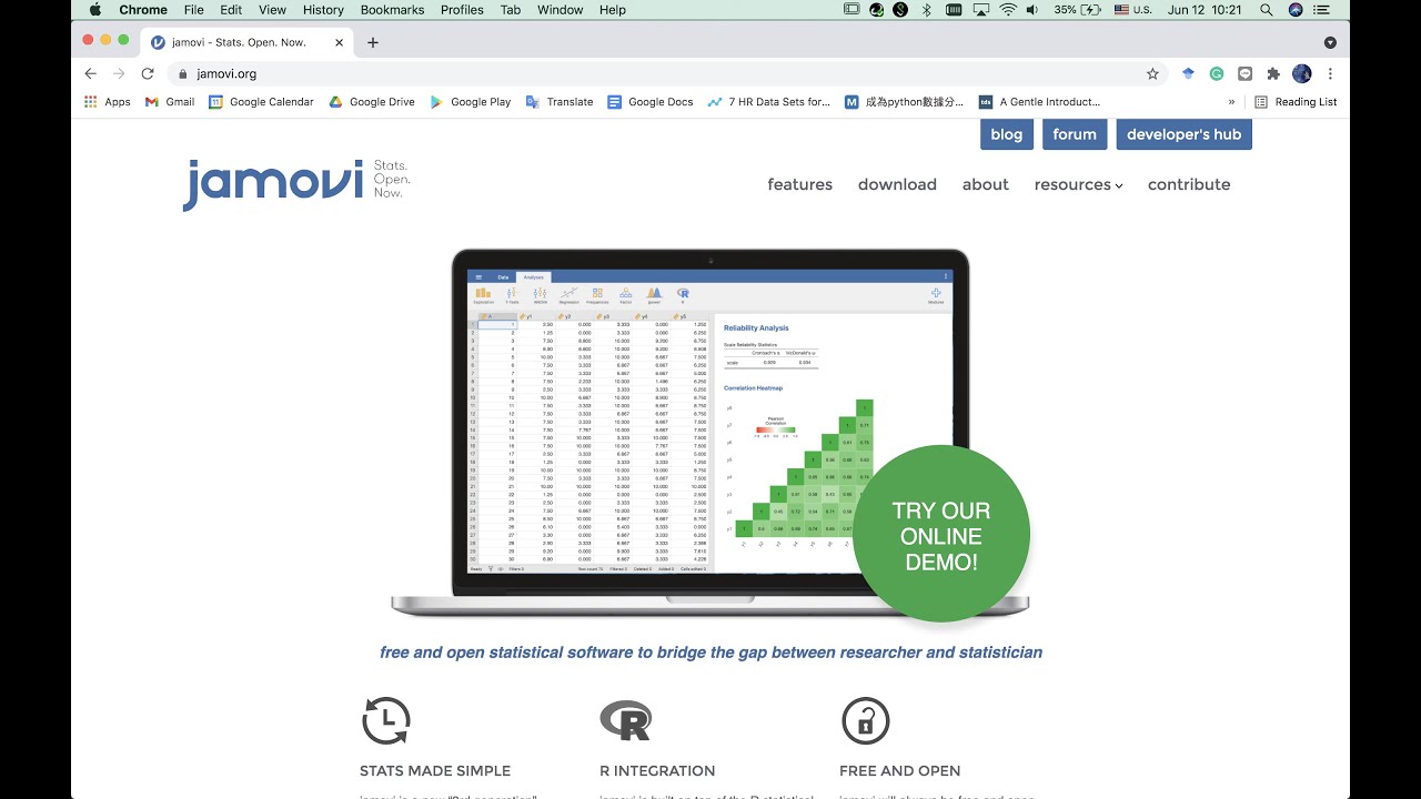 免安裝! 用 jamovi cloud 分析資料... 適合有JASP或SPSS基礎的人食用...忘了錄 chi-sq independence test... @_@...