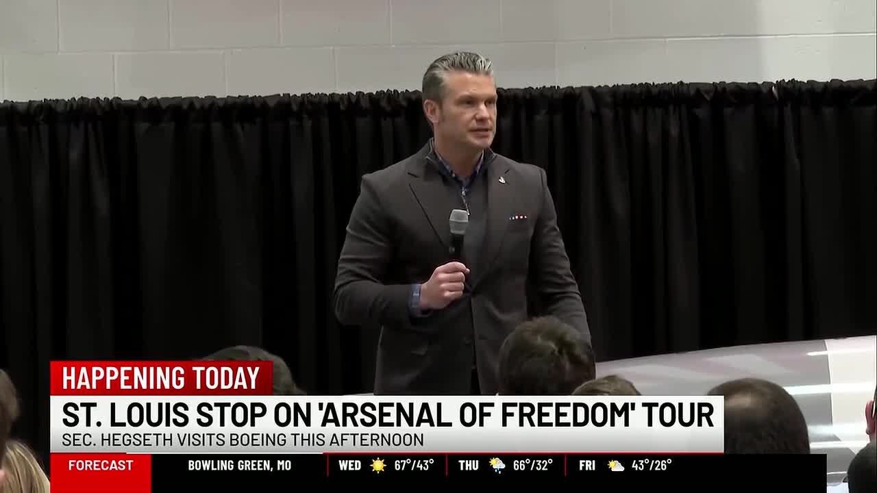 Sec. Hegseth to make stop in St. Louis along Arsenal of Freedom tour