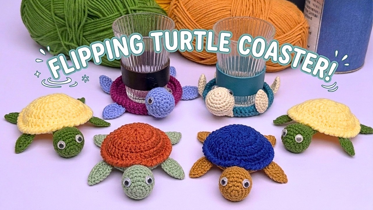 Эта черепаха переворачивается, когда ставишь чашку! 🐢 Подставка под чашку крючком – мастер-класс