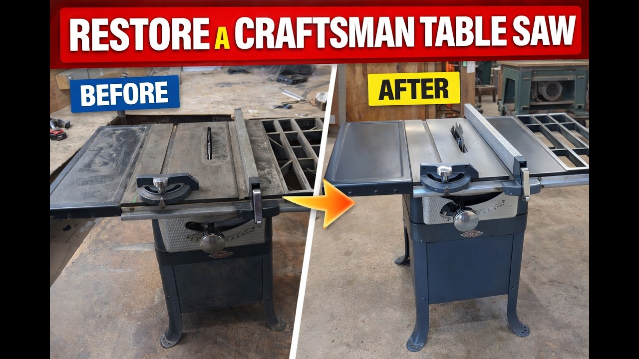 ⚪🟡 RESTORING a CRAFTSMAN TABLE SAW | Vintage Tool Restoration & Complete Tune-Up! 🟡⚪
