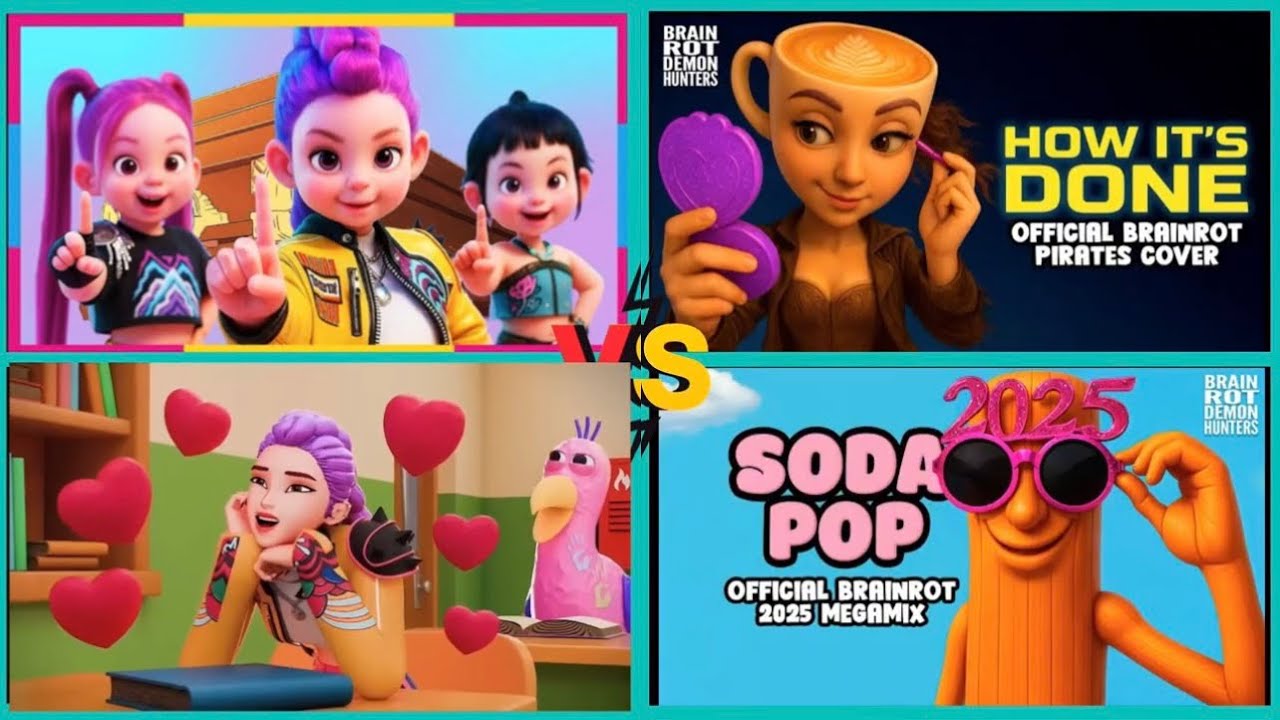 COFFIN DANCE BRAINROT VS HUNTRIX VS JINU AT SCHOOL VS RUMI FALLS IN LOVE | Tiles Hop EDM Rush