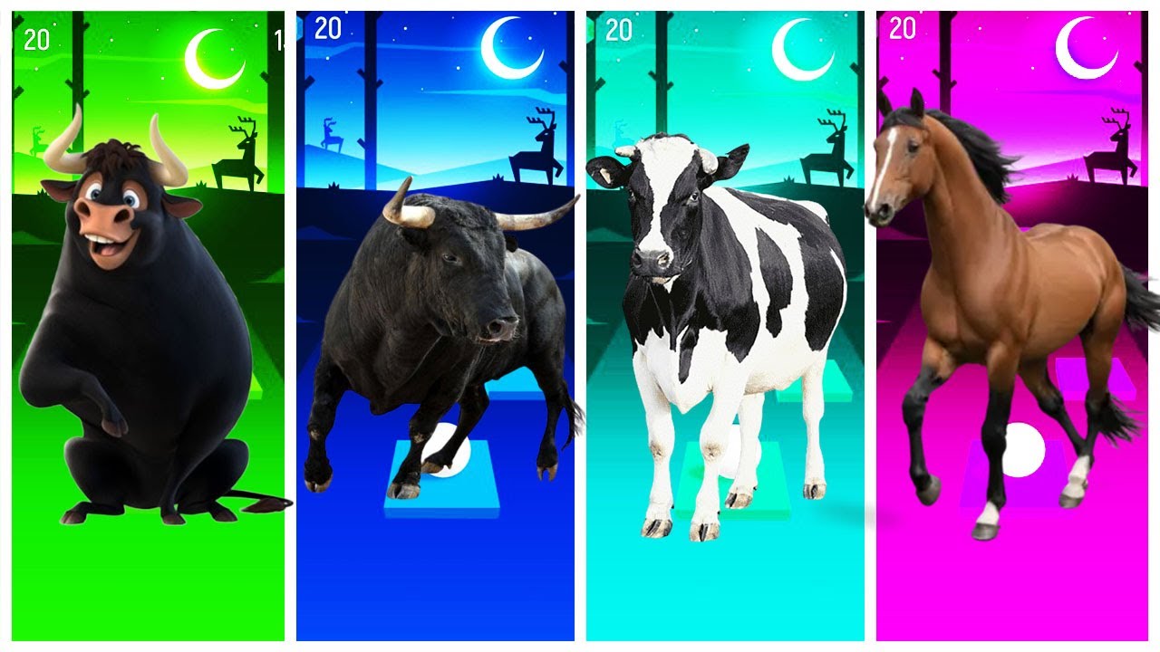 Tiles Hop - Funny Ferdinand 🆚 Funny Bull 🆚 Funny Cow 🆚 Funny Horse 🎯 in Tiles Hop EDM Rush🎶