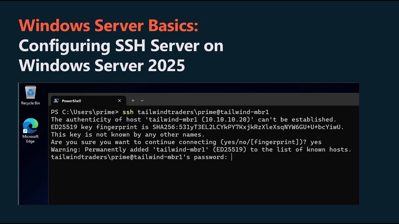 Enable SSH Server on Windows Server 2025