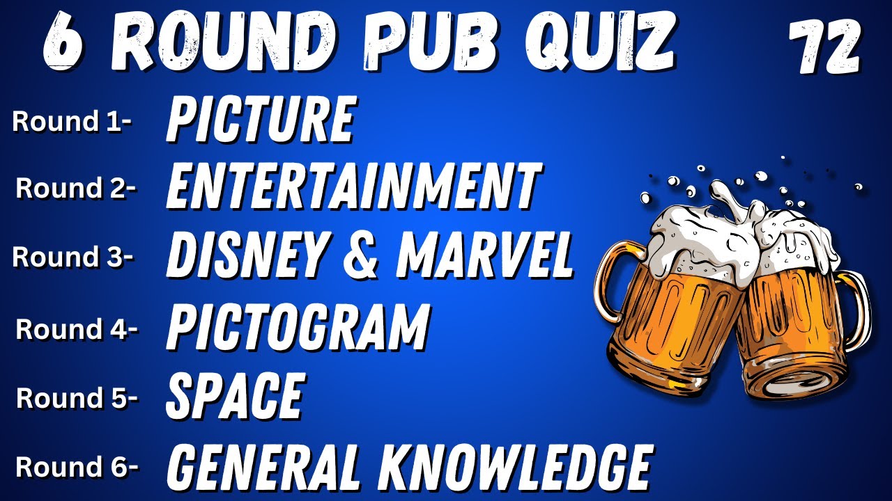 Virtual Pub Quiz 6 Rounds: Picture, Entertainment, Disney & Marvel, Pictogram, Space, GK No.72