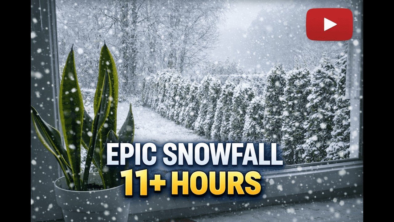 11 Hours Cozy Winter Ambience ❄️ Gentle Snowfall Outside the Window for Deep Sleep