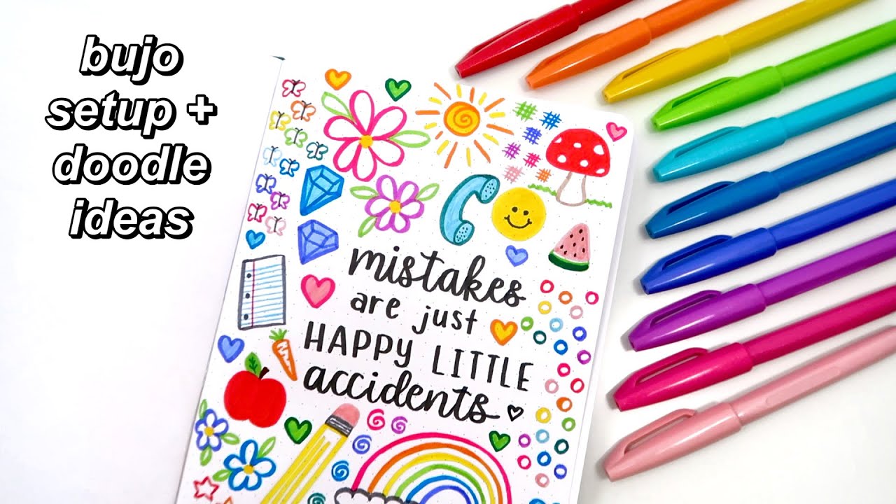 starting my bullet journal + doodle with me!!🩷🌈✨ | (setting up the first page of my journal)