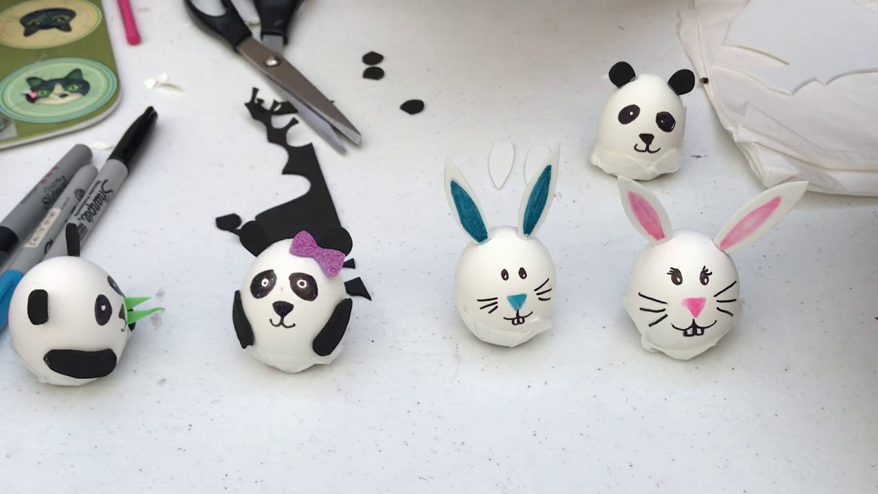 Como decorar cascarones de huevo en forma de panda y conejo?