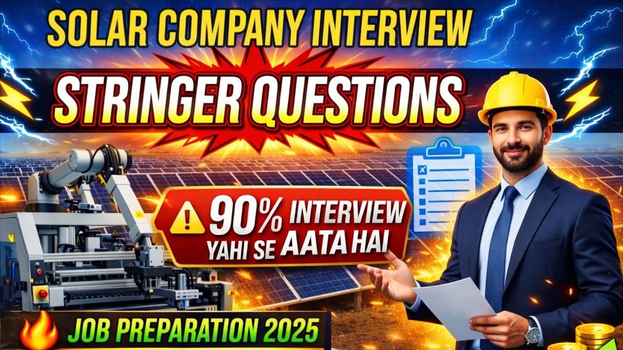 90% Solar Interview Yahi Se Aata Hai ⚡ | Stringer Machine Interview Questions | Solar job Interview 