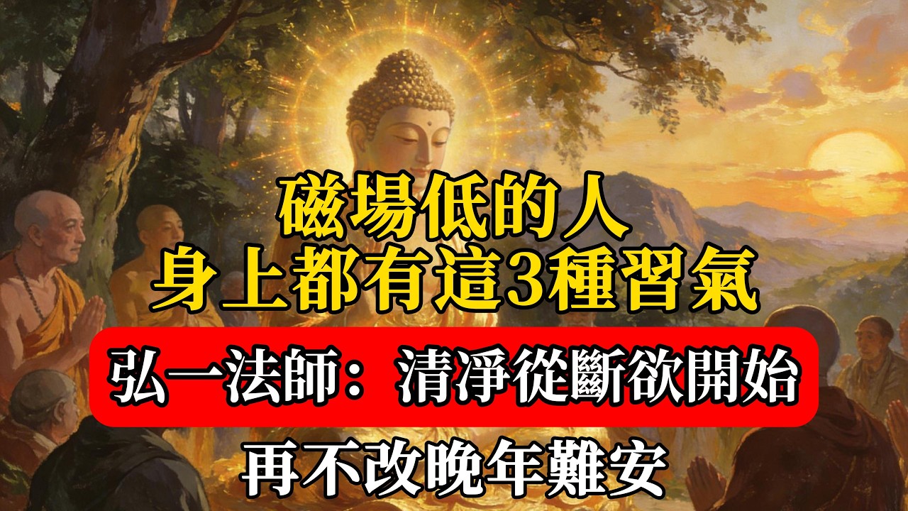 磁場低的人，身上都有這3種習氣｜弘一法師：清凈從斷欲開始，再不改晚年難安#佛緣禪修#佛陀#佛學#佛教#禪修#佛法智慧#佛教故事#佛教文化