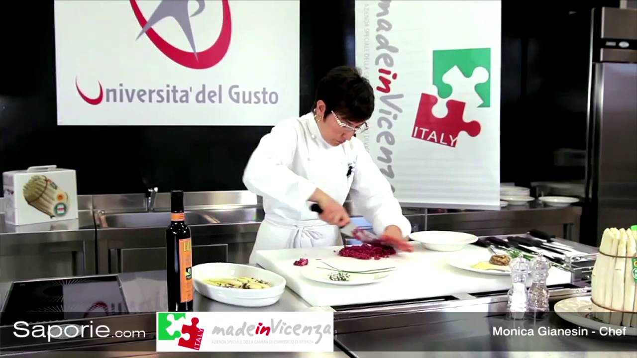 Saporie.com - Battuta di manzo con asparagi bianchi di Bassano Dop marinati all'aceto