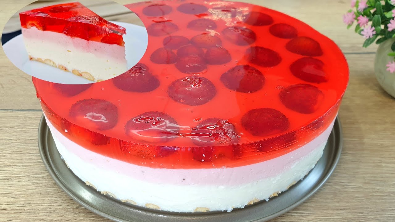 Холодный чизкейк с клубникой из ведра сыра 🍓 простой и быстрый рецепт торта без выпечки 🍓
