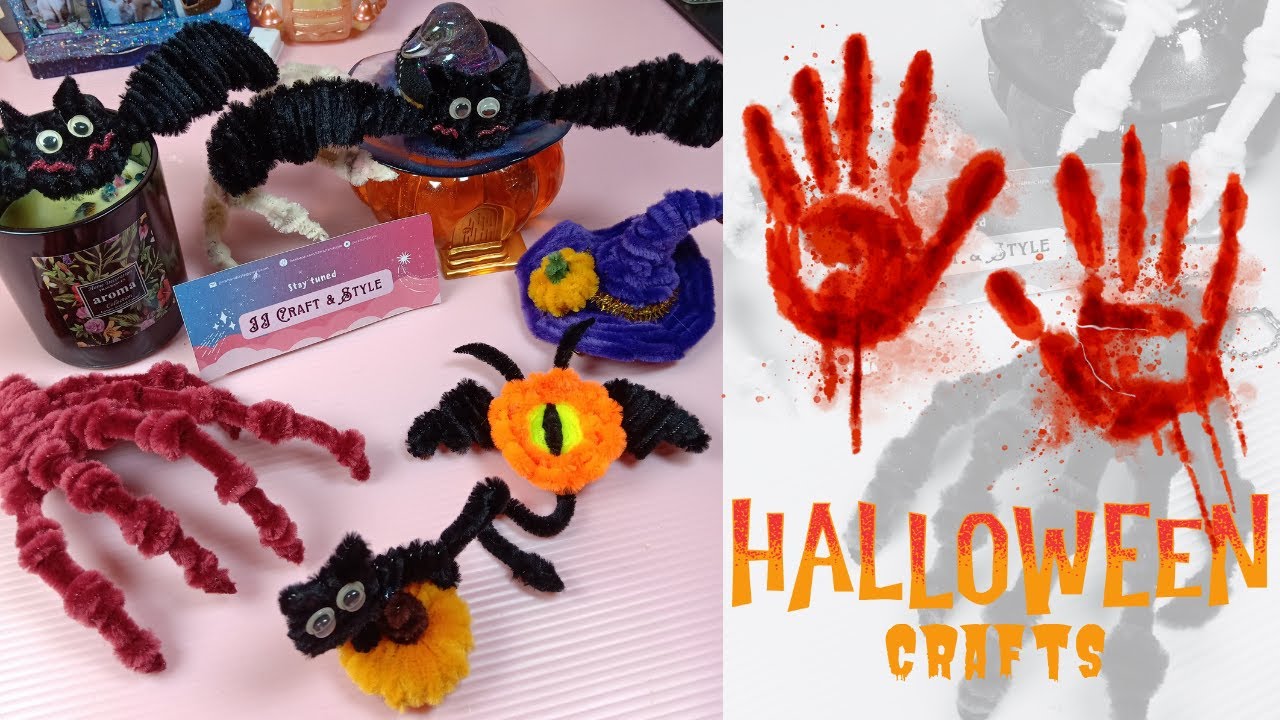 5 Amazing Halloween Crafts making out of pipe cleaners | DIY Halloween hair clip | band | bag hang