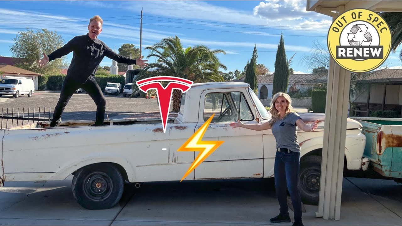 Она встраивает начинку Tesla Model Y в классический грузовик Ford F-100!