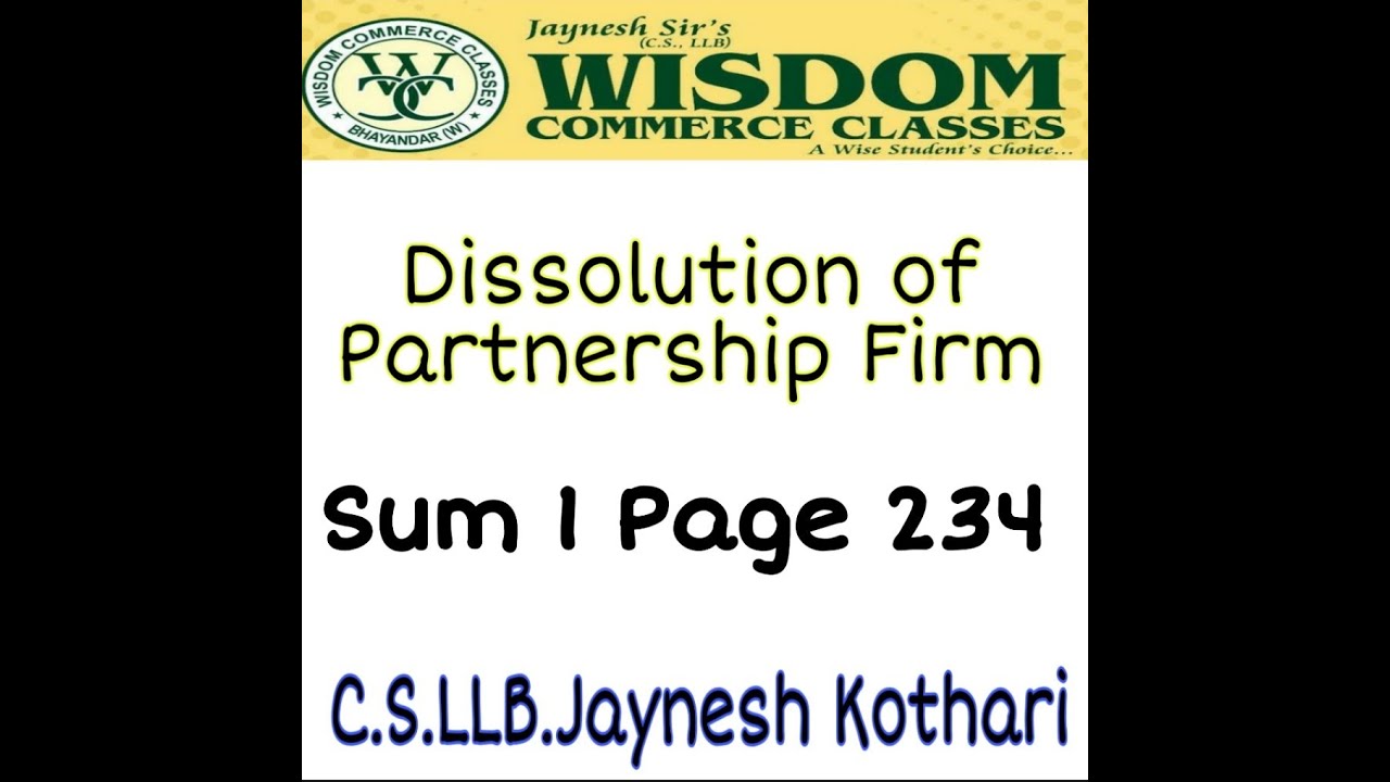 Dissoluton of Partnership Firm II Accountancy.II Sum 1 Page no 234 II #18