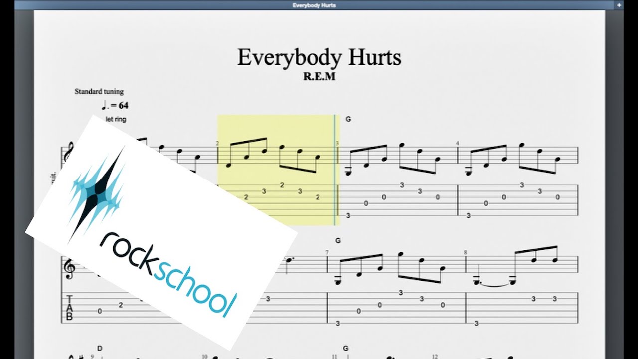 Everybody Hurts Assessed Rockschool Grade 2 Acoustic Guitar