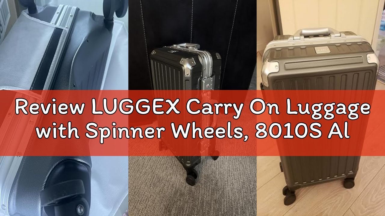 Review LUGGEX Carry On Luggage with Spinner Wheels, 8010S Aluminum Frame Zipperless Polycarbonate Ha