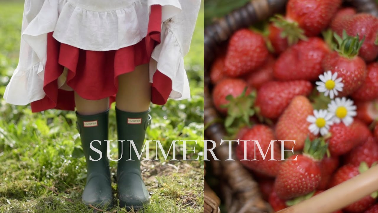 Summertime: strawberry picking, baking strawberry pie, pressed flower project ♡ Slow living
