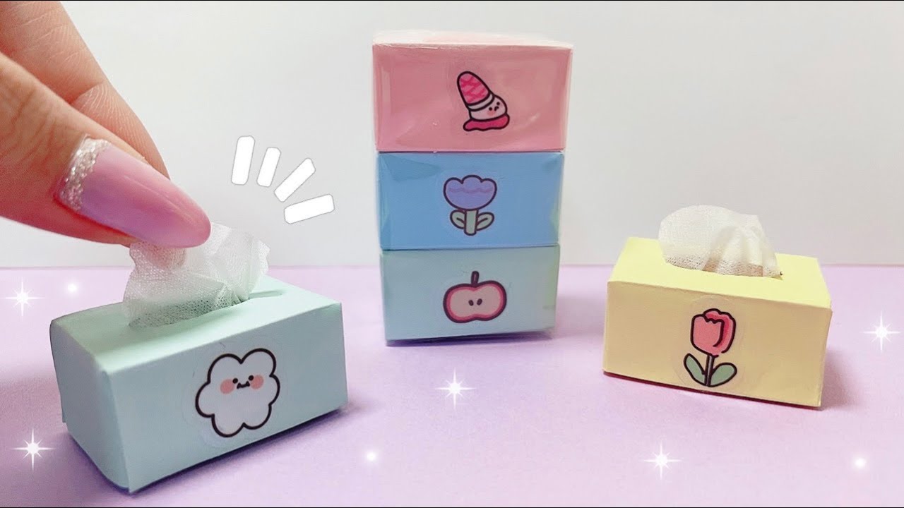 【ミニチュア】折り紙ティッシュの作り方🧻可愛い小さい紙もの💓